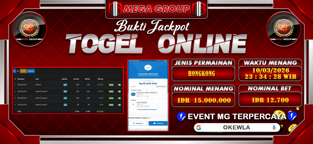 Bukti JP situs Okewla hari Selasa, 10 Maret 2026