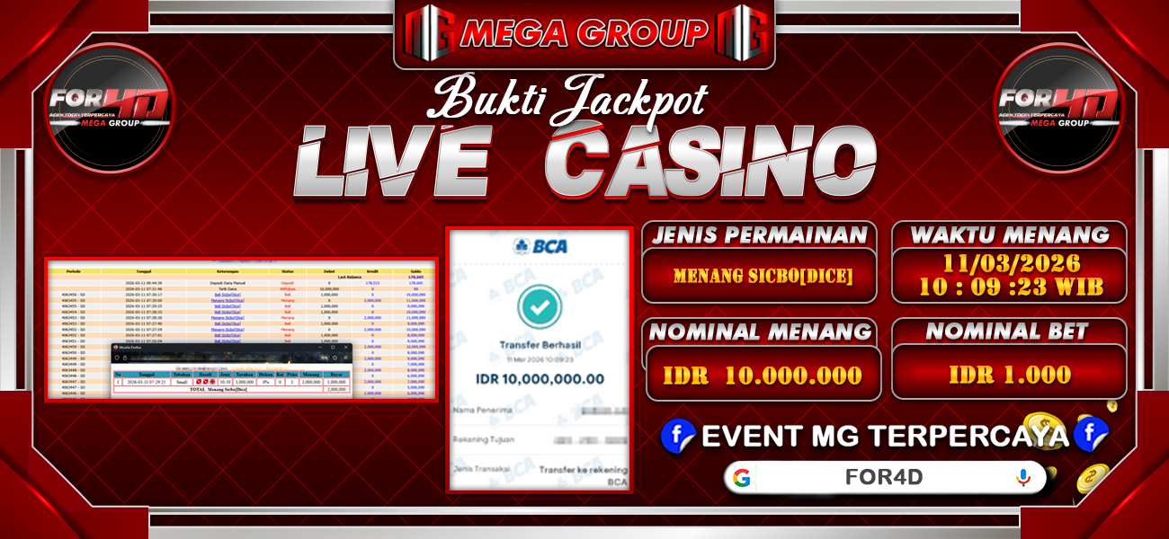 Bukti JP situs For4D hari Rabu, 11 Maret 2026