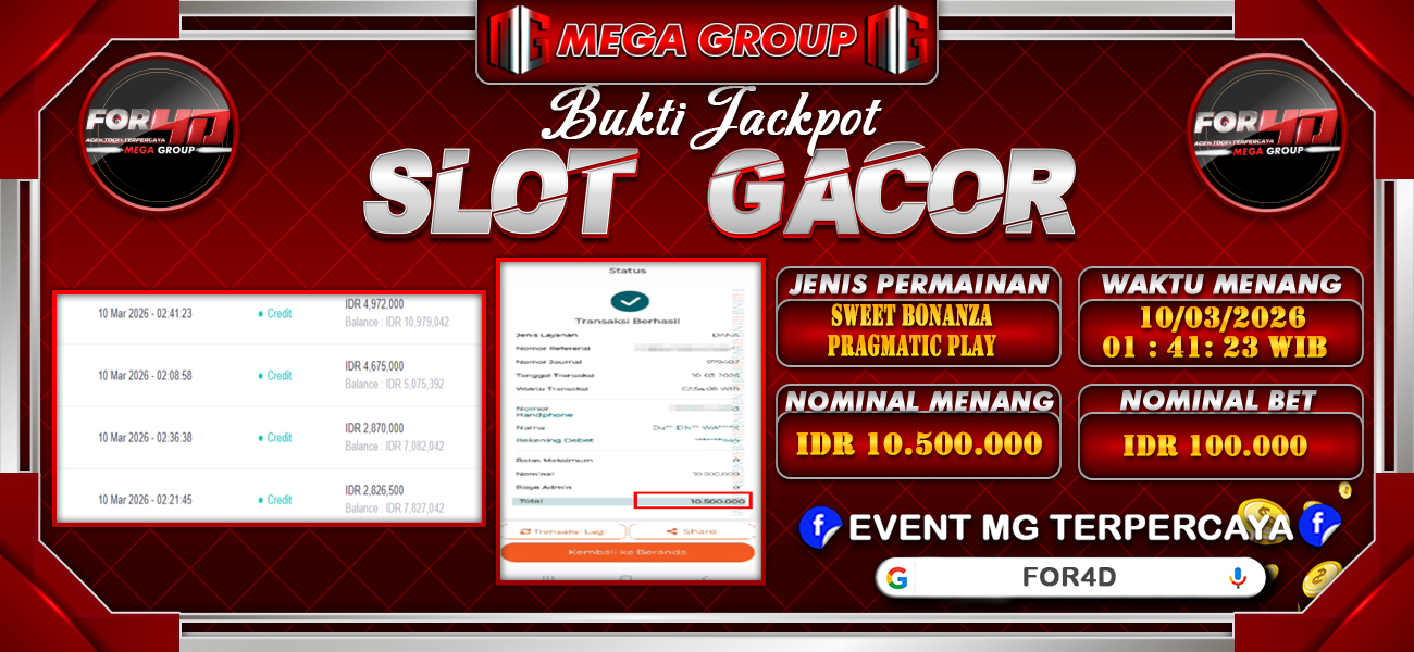 Bukti JP situs For4D hari Selasa, 10 Maret 2026